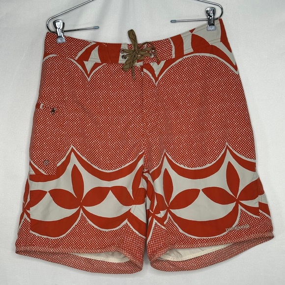 Patagonia Other - Patagonia Paddle Board Shorts Orange‎ White Lined Swim Trunks Lace Closure Sz 32